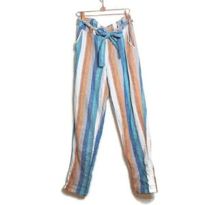New York Company‎ Soho Street Womens Linen Blend Coastal Striped Pants Sz XS